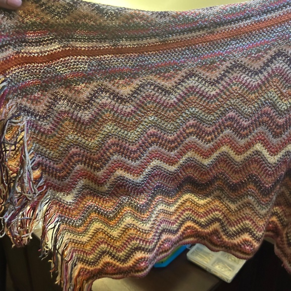 Missoni Multicolor Stripe Fringe Poncho One Size - Picture 5 of 7
